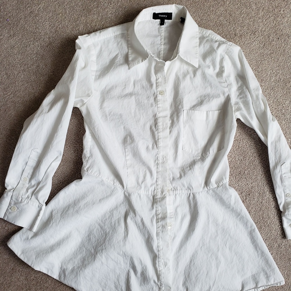 Theory Size Small Button Down Peplum Top